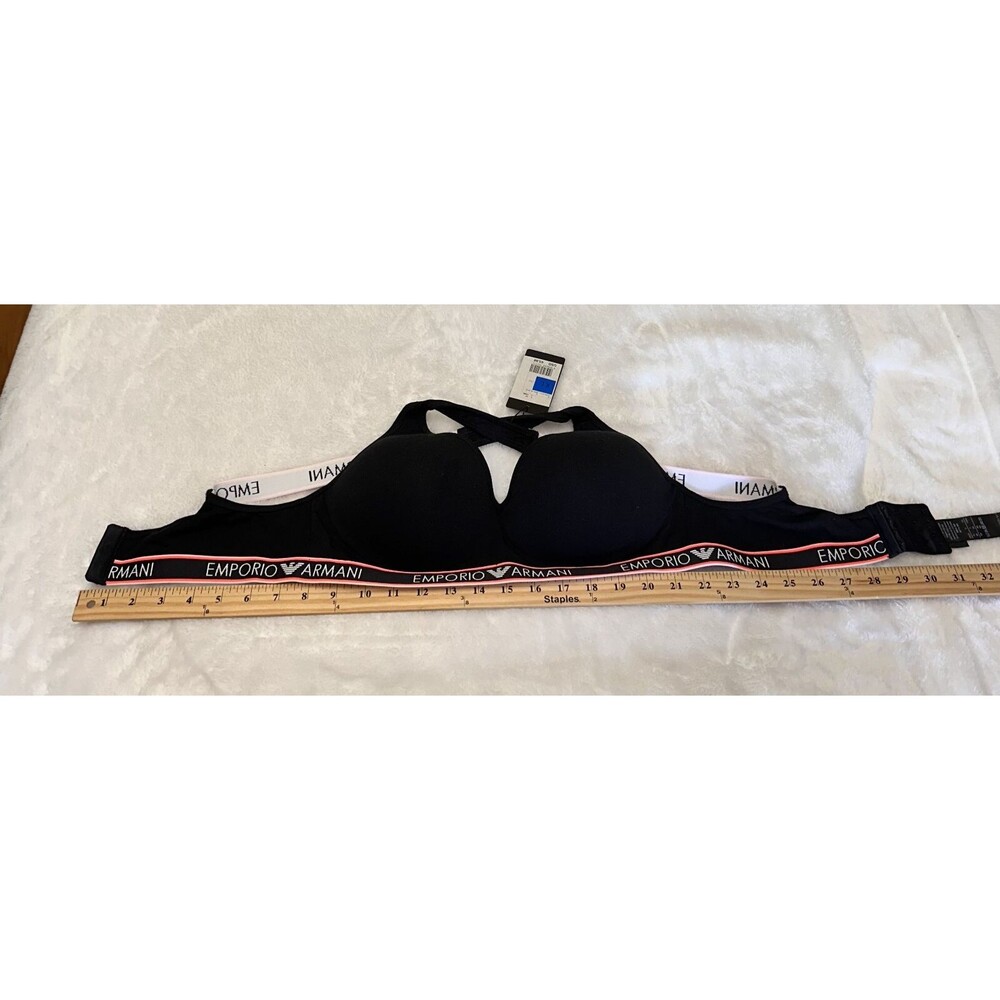Emporio Armani Women's Iconicic Logoband Cotton Blend Black Bralette Bra SZ XL - Picture 6 of 10